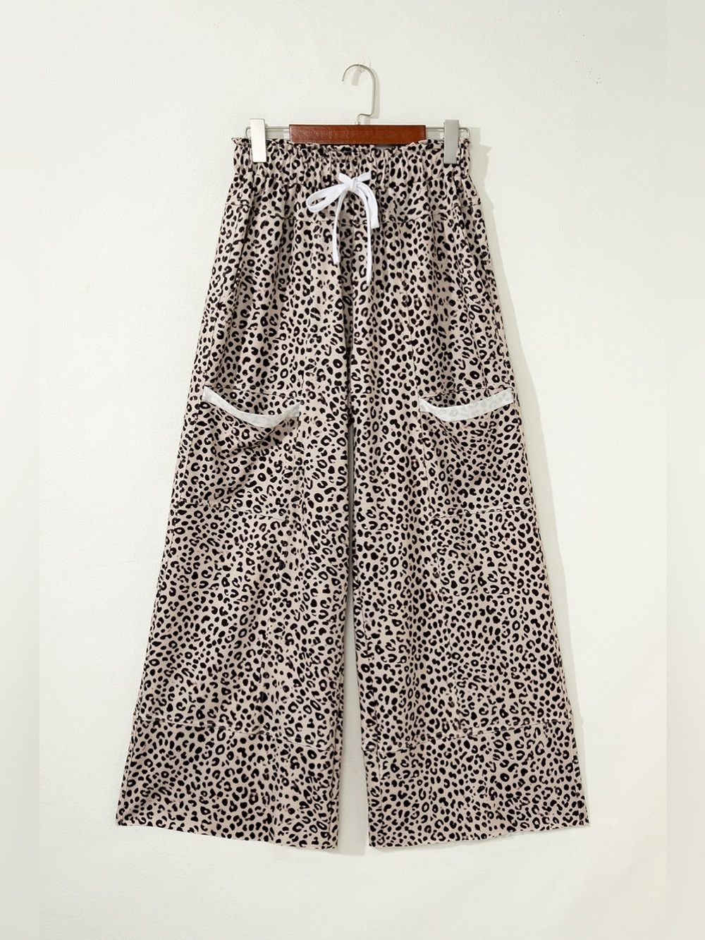 Leopard Print Wide-Leg Pants with Drawstring - Picture 7 of 15